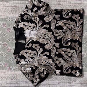 NWT Forever 21 Boxy Baroque Sequin Crop Top